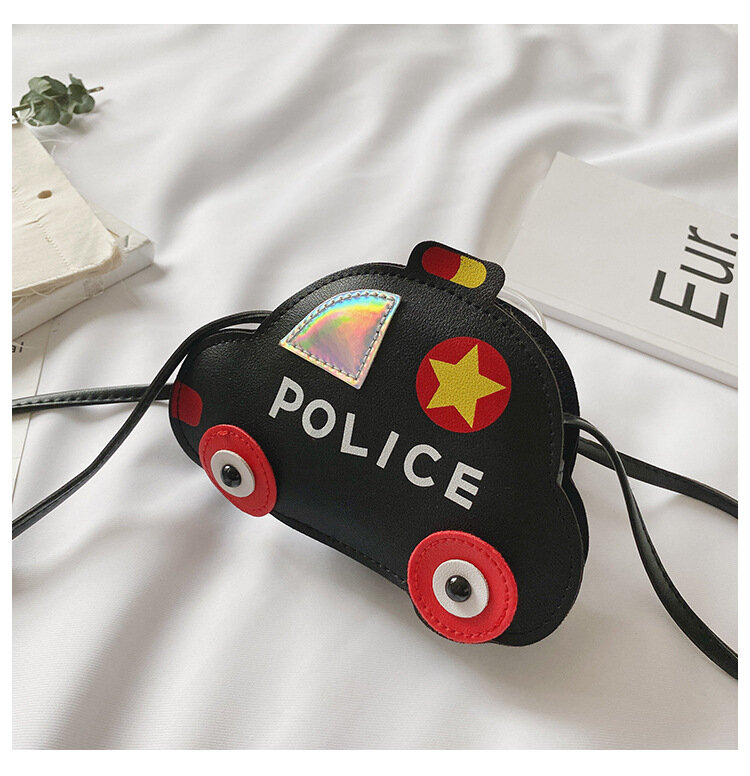 Litter Girl-bandolera con forma de coche de policía para niños pequeños, bolso de hombro con forma de coche a la moda, 6 colores