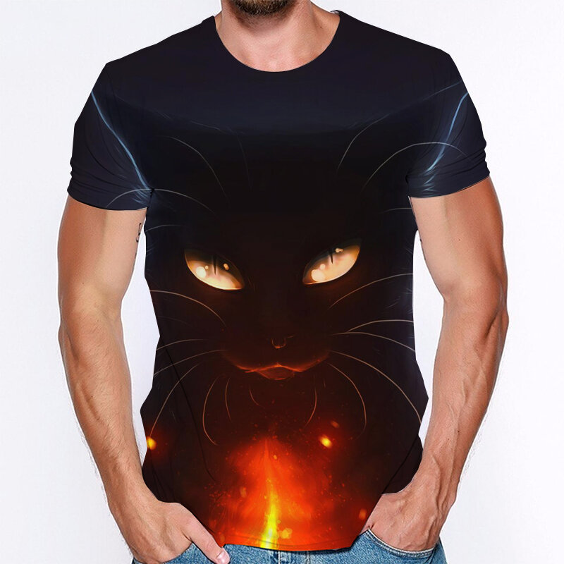 Camiseta con estampado 3d de gato para hombre y mujer, ropa informal de talla grande, divertida, Hipster, de dibujos animados en 3d, ropa de calle Tumblr, envío directo