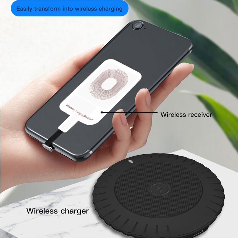 Micro USB Tipe C Universal Nirkabel Cepat Charger Adaptor untuk Samsung Huawei untuk iPhone untuk Android Qi Wireless Charging Receiver