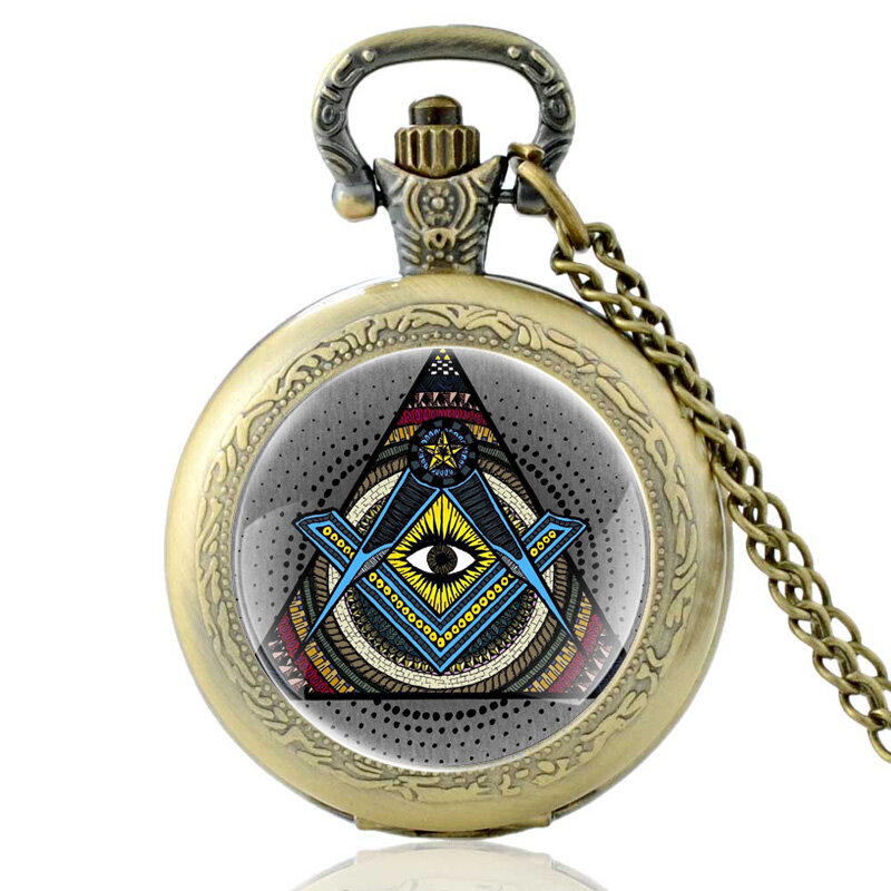 Relógio de bolso analógico masculino e feminino, relógio de quartzo clássico com pingente em formato de olho da evidência, joias para presente