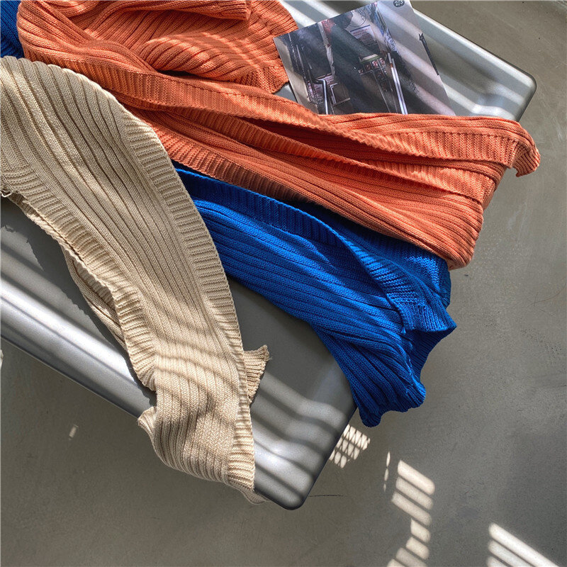 9105 + cena jesień Bi w jednolity kolor luźna koszula z długimi rękawami + odpinany szal w stylu
