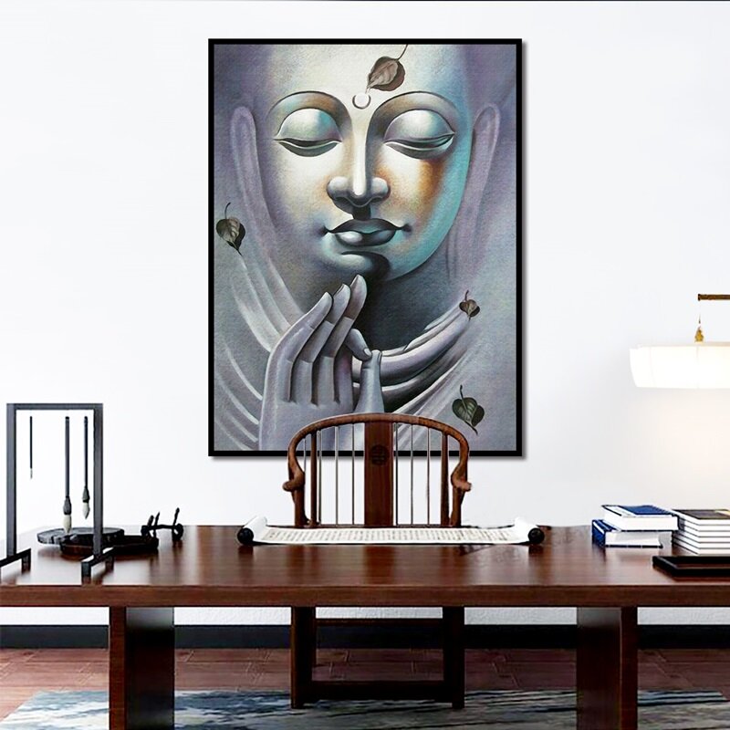 OKHOTCN-figura de lienzo tallada con arte motivacional de Buda, carteles sin marco, Impresión de Budismo para sala de estar y estudio