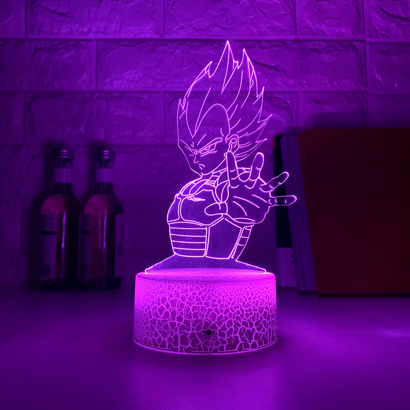 Lampe Led colorée à l'effigie de Vegeta, design japonais, Illusion 3d, luminaire décoratif d'intérieur, idéal pour la chambre d'un enfant, idéal comme cadeau d'usine