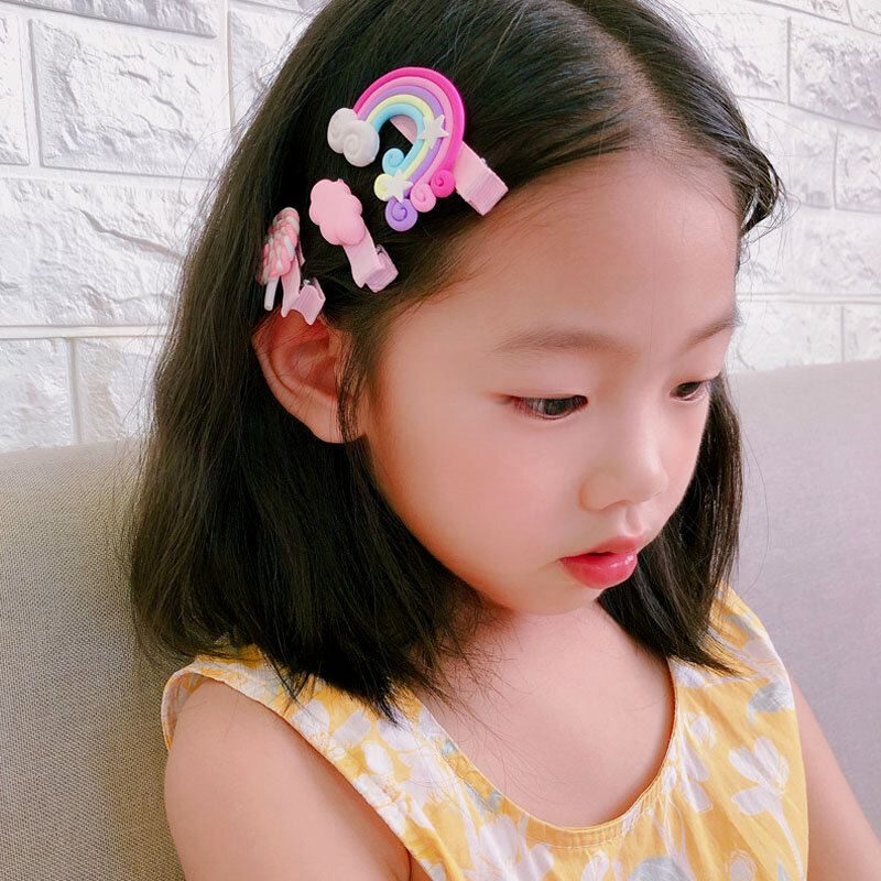 2/3 pçs bonito crianças arco-íris lollipop hairpins grampo de cabelo para meninas do bebê colorido crianças acessórios de cabelo ornamento
