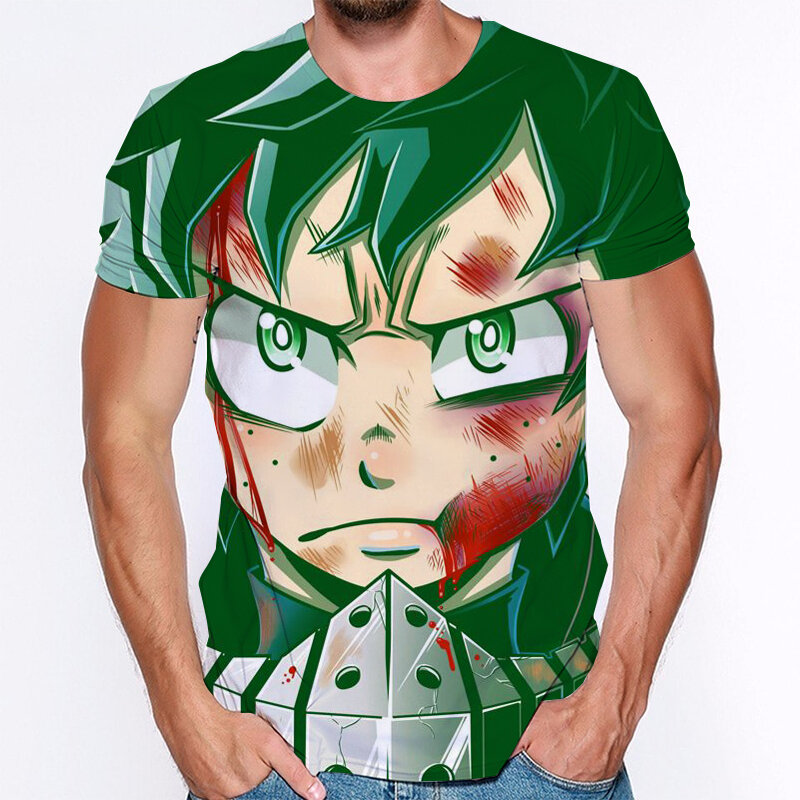 Camiseta de My Hero Academia para hombre, camisa de Anime japonés, Camiseta estampada de manga corta de anime, Tops para hombre
