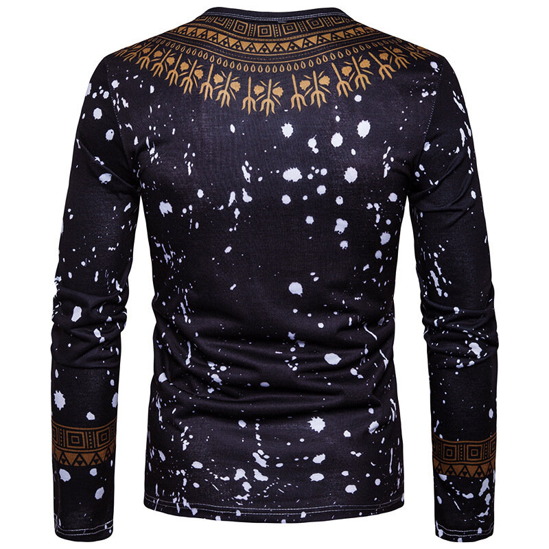 Men's New Fashion long sleeve Creative Ethnic Wind-shattered 3D Printed T-shirt JQ-10018