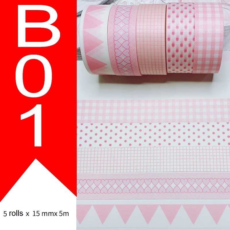 6 Rolls Basic Design Washi Tape Set Dots Washi Tape Lot DIY Decoration Paper Tape Set