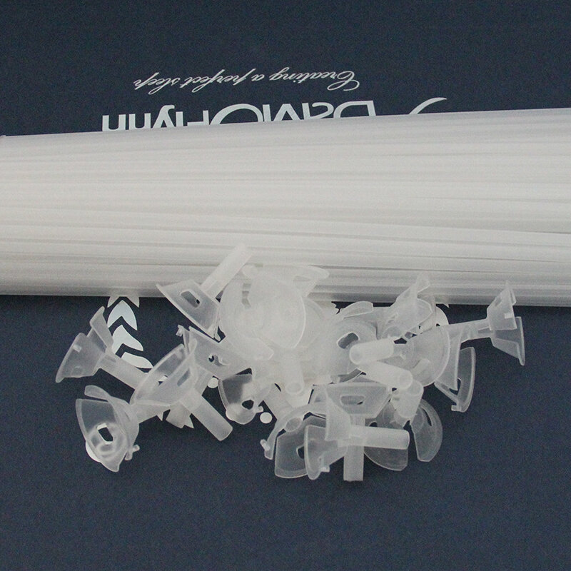 10 개/몫 40cm 라텍스 풍선 스틱 투명 화이트 PVC 막대 홀더 스틱 컵 웨딩 생일 파티 공급 풍선 도구