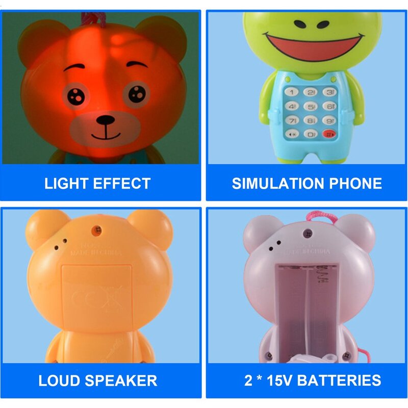 Música dos desenhos animados telefone brilhante crianças quebra-cabeça presente do bebê crianças música telefone prático portátil resistente ao desgaste brinquedos