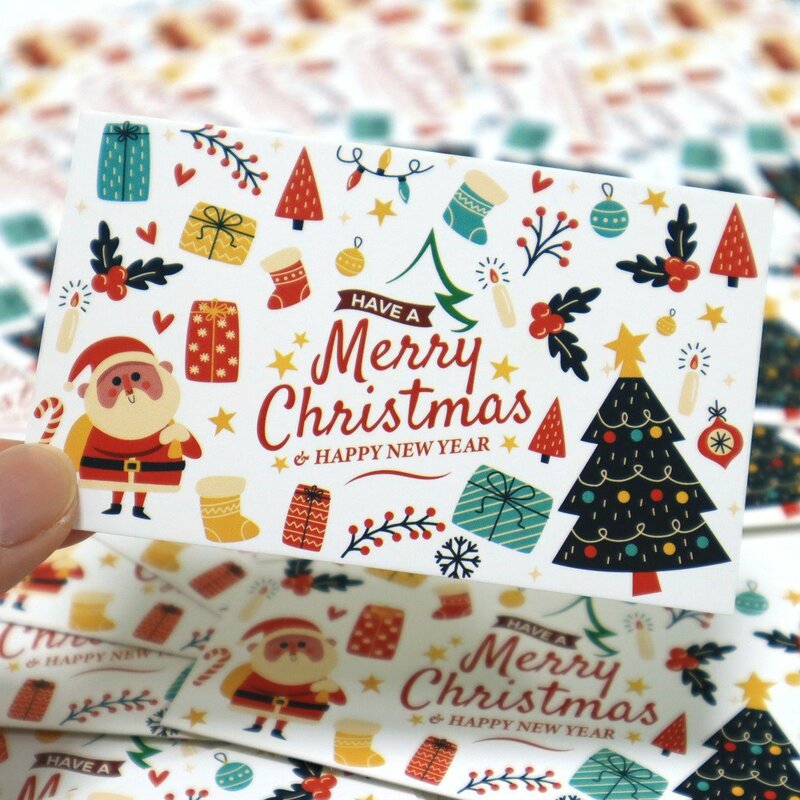 50 pces papai noel cartões de natal cartões de natal cartões de ano novo cartões de saudação para caixa de presente pacote decoração da família cartões de natal