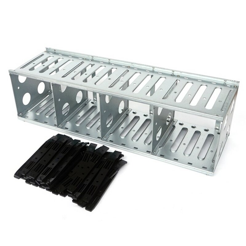 16 Bay Hard Drive Cage 3.5 Inch Rustproof Hard Drive Tray Rack PC Classic Iron HDD Stacking Bracket for 12cm Fans