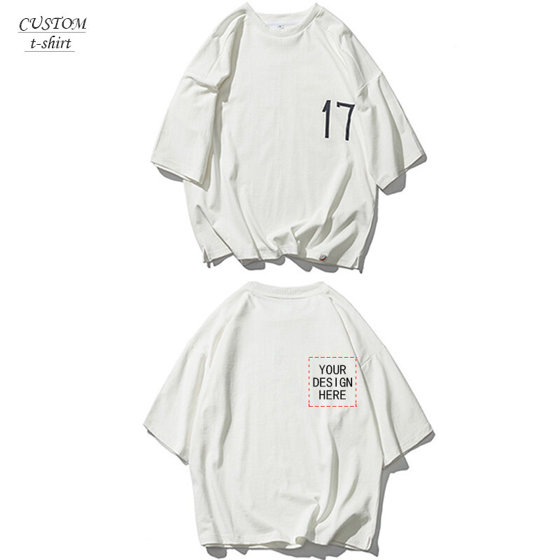 Camiseta personalizada para hombre, camiseta de manga corta de cinco puntos de color sólido de gran tamaño, camiseta de manga corta, Camiseta holgada, hombro caído