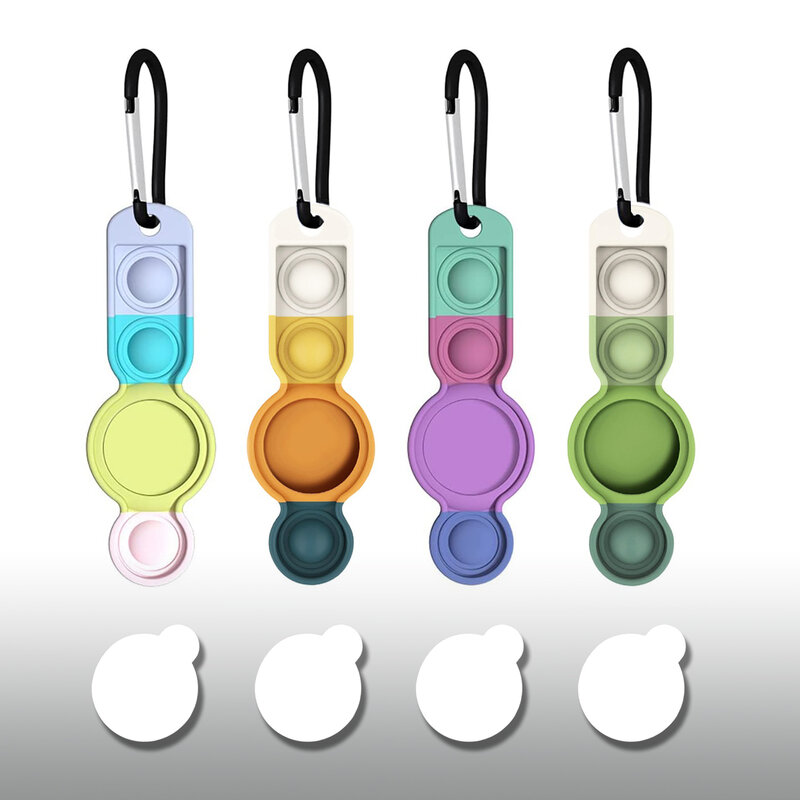 Drieyoil – lot de 4 étuis pour Apple Airtag, en Silicone, avec protections d'écran, porte-clés Anti-perte étanche avec jouet sensoriel Pop Bubble