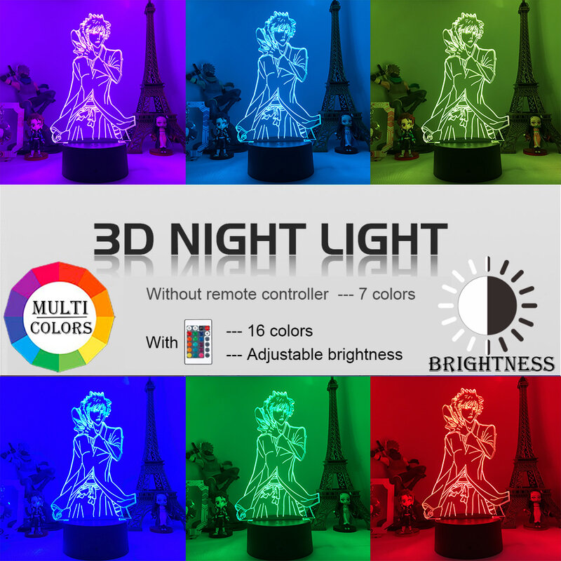 Bleach Ichigo Kurosaki 3D Nachtlampje Led Bureaulamp 16 Kleur Afstandsbediening Desktop Slaapkamer Comic Lamp Speelgoed Model Childrens gift