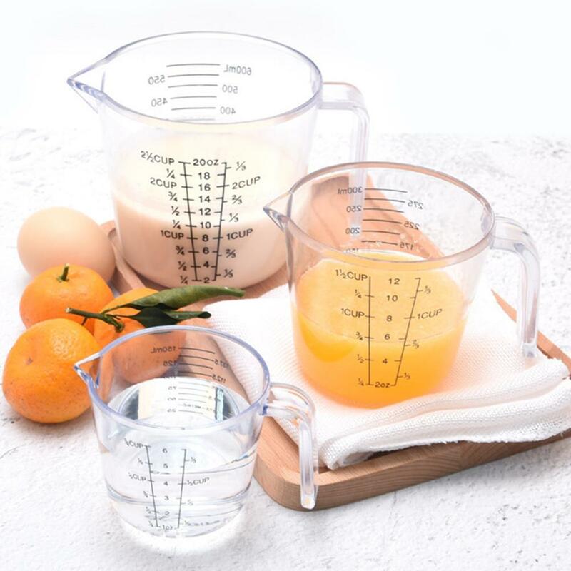 Taza medidora resistente al calor, herramienta de microondas, taza de leche transparente con escala para el hogar y la escuela, 150/300/600ml