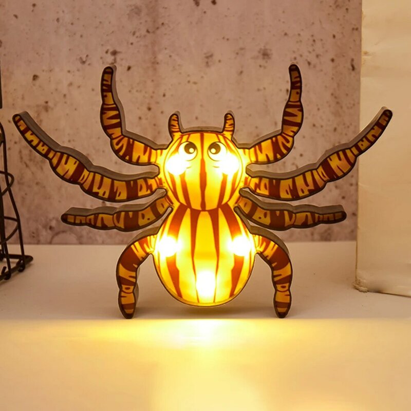 Lámpara de modelado de calabaza y araña murciélago para decoración de Halloween, lámpara de noche pequeña de calavera fantasma DIY para fiesta de vacaciones
