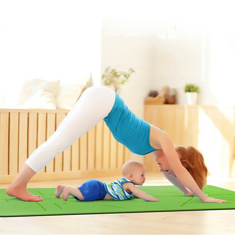Esterilla de Yoga con línea de posición para mujer, esteras deportivas antideslizantes de doble capa para principiantes, 6mm