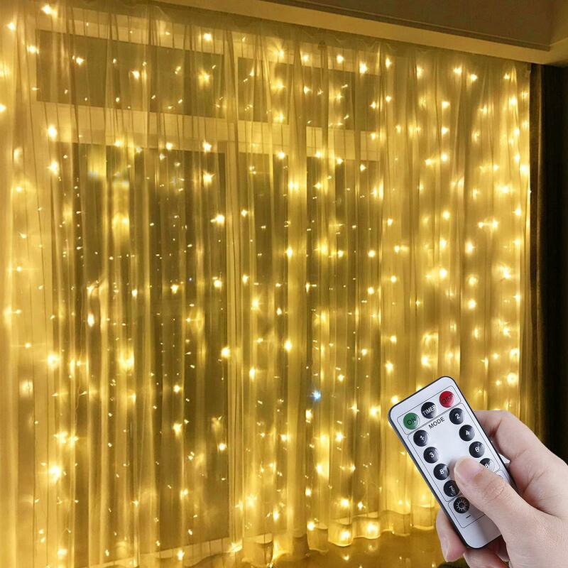 Guirnalda de luces LED con USB para Navidad, cortina de luces de hadas en cascada, decoración navideña de Año Nuevo, 3M, 2022