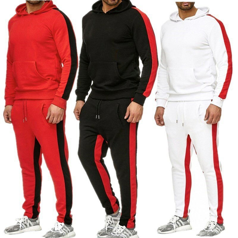 الرجال 2 قطعة البلوز sweatpants رياضية هوديس مخطط مقنعين الرجال ملابس الشارع الشهير الدعاوى ملابس للرجال