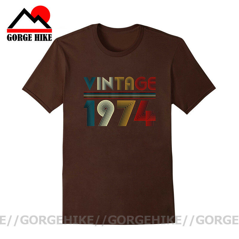 GorgeHike в винтажном стиле; Мужские футболки в винтажном стиле 1974 футболки для мужчин подарки на день рождения забавные хлопковые футболки для ...