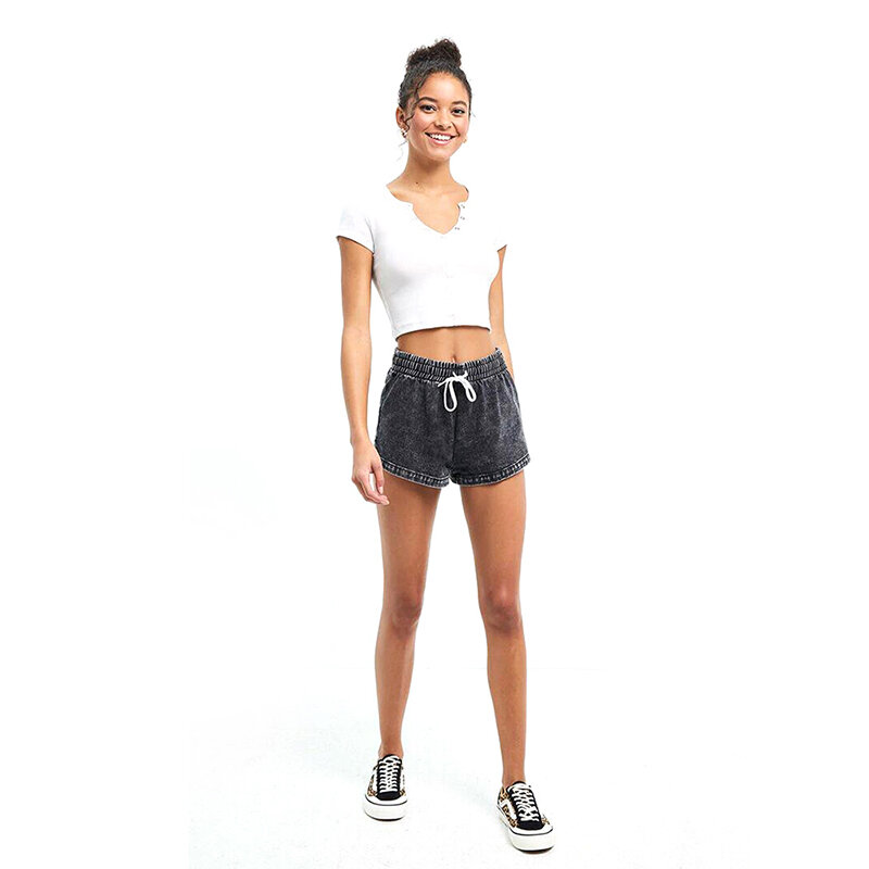 Difiupa-shorts feminino elástico, cintura baixa, várias cores, stretch, casual
