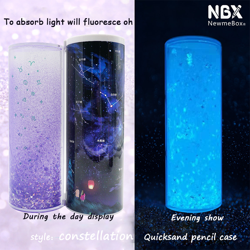 Nbx新しい多機能輝ける流砂ペンケースクールかわいい学生が使用するクリエイティブペンボックスと電卓