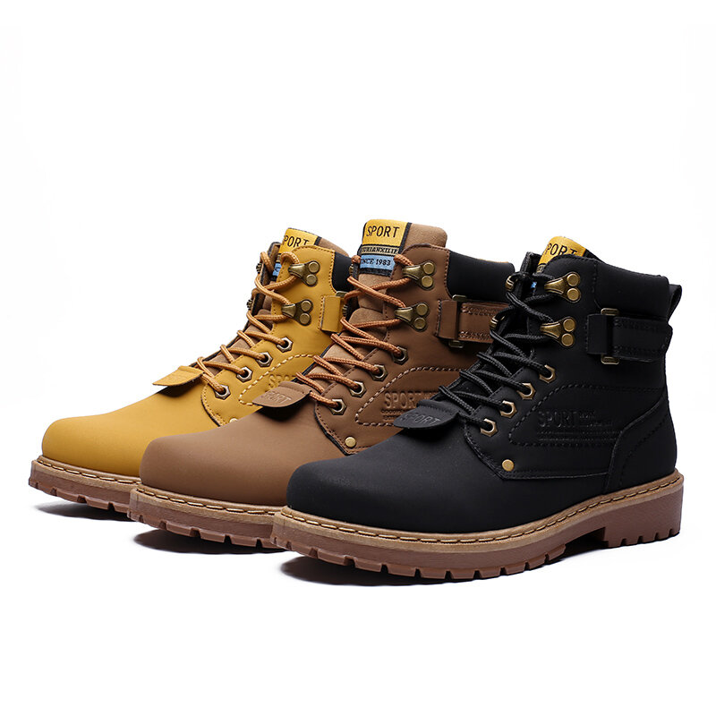 Mannen Winter Laarzen Hoge Top Fashion Lace-Up Pluche Super Warm Sneeuw Schoenen Outdoor Mannen Antislip wandelen Laarzen Werken Schoenen 2021 Nieuwe