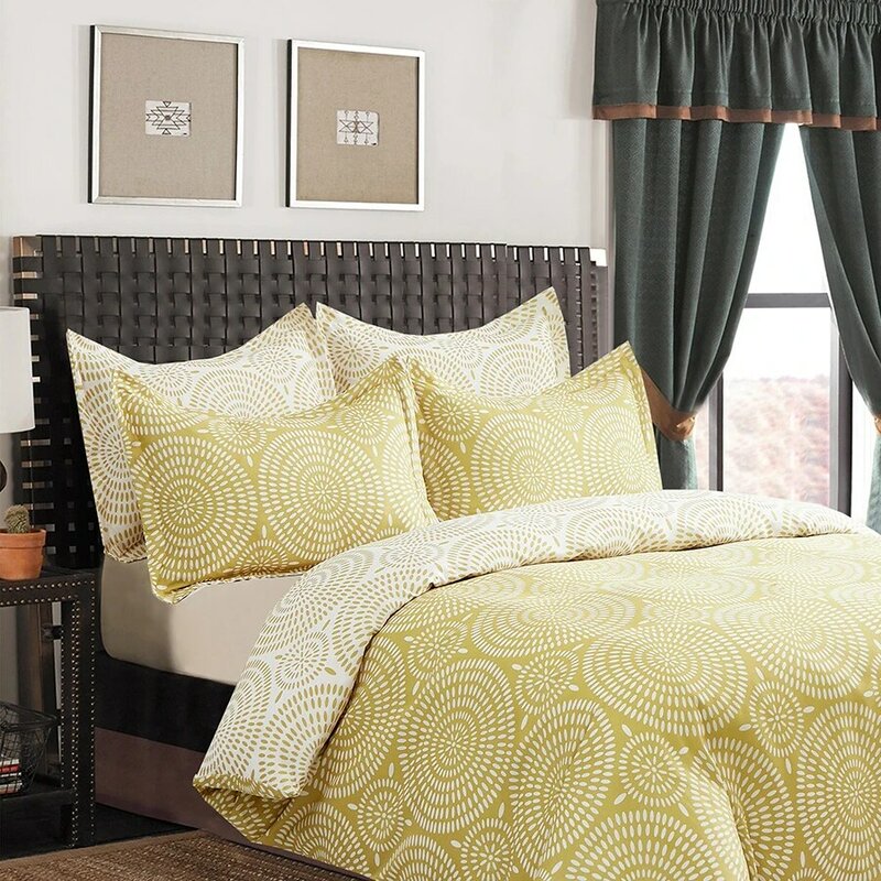 Oentyo capa de efeito boêmio simples, moderna, amarela, edredom, conjunto de cama de casal, 2 pessoas, queen king 220x240