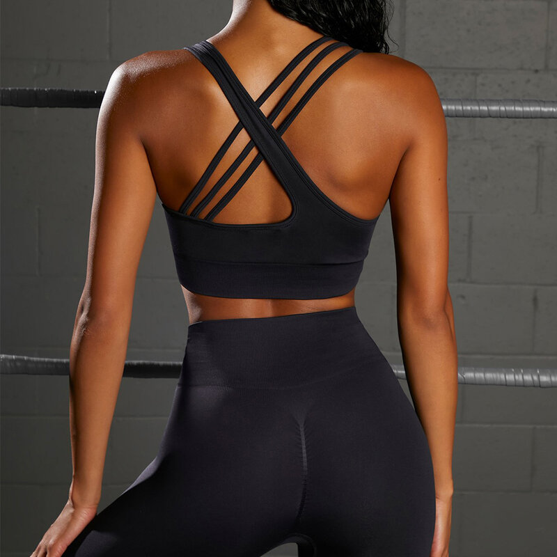 Sem costura conjunto de yoga workout roupas de ginástica feminino conjunto esporte fitness colheita superior altura cintura leggings ternos do esporte