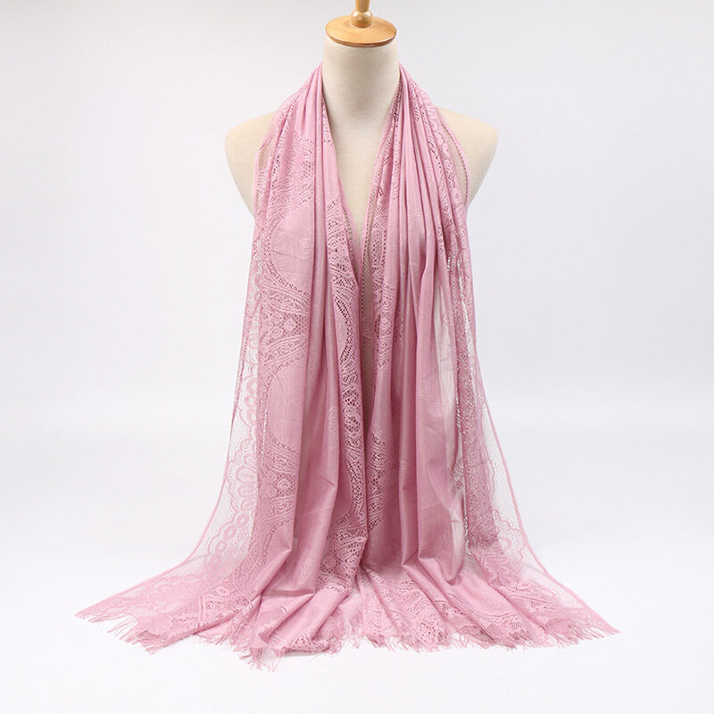 Bandeau en Polyester et dentelle pour femmes, foulard, Hijab, couvre-chef léger, 180x75cm, lot de 10 pièces