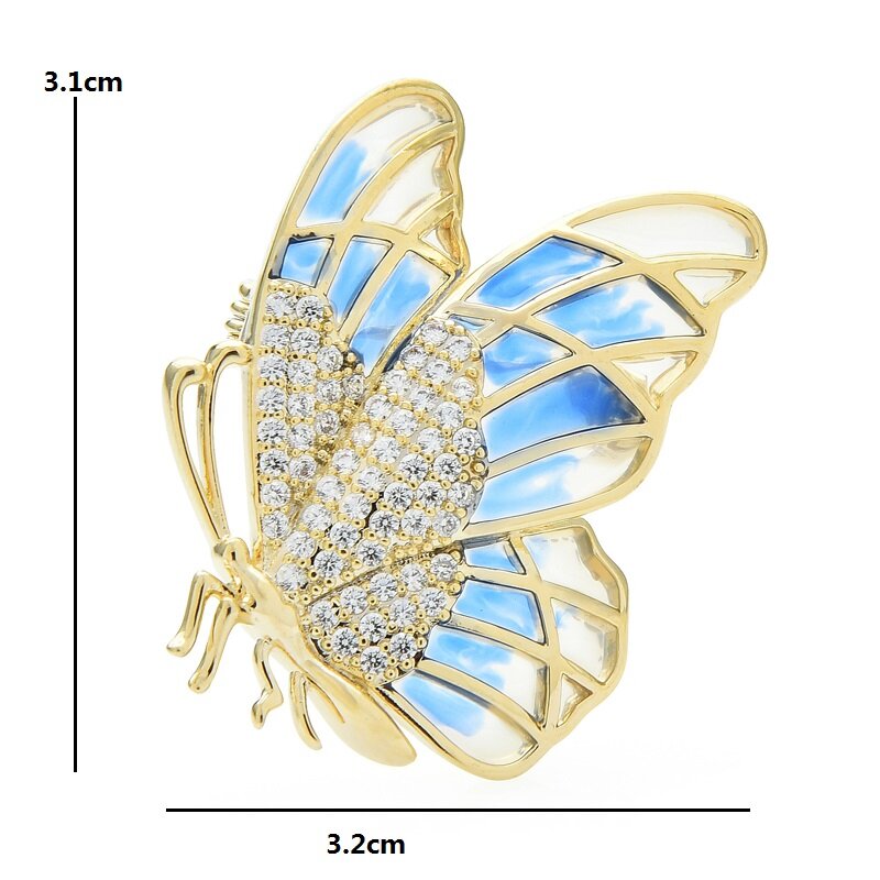 Wuli & baby-broches de mariposa elegantes para mujer, broche Unisex de circonia cúbica, de 2 colores, para fiesta, oficina, regalos