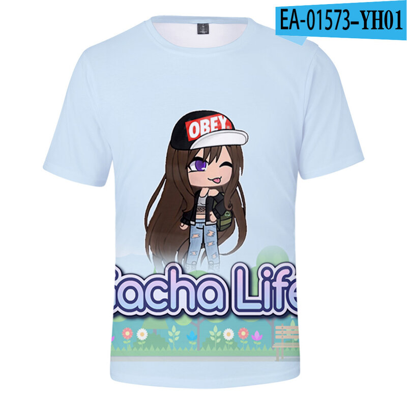 Футболка Gacha Life с коротким рукавом для мальчиков и девочек, Свободная Повседневная рубашка с 3D рисунком, одежда для взрослых, мужчин и женщин