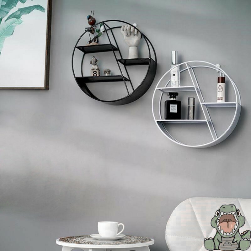 Lekki luksusowy prosty styl kutego żelaza ozdoba do powieszenia na ścianie regał okrągły kutego żelazny na półkę na ścianę home decoration HK