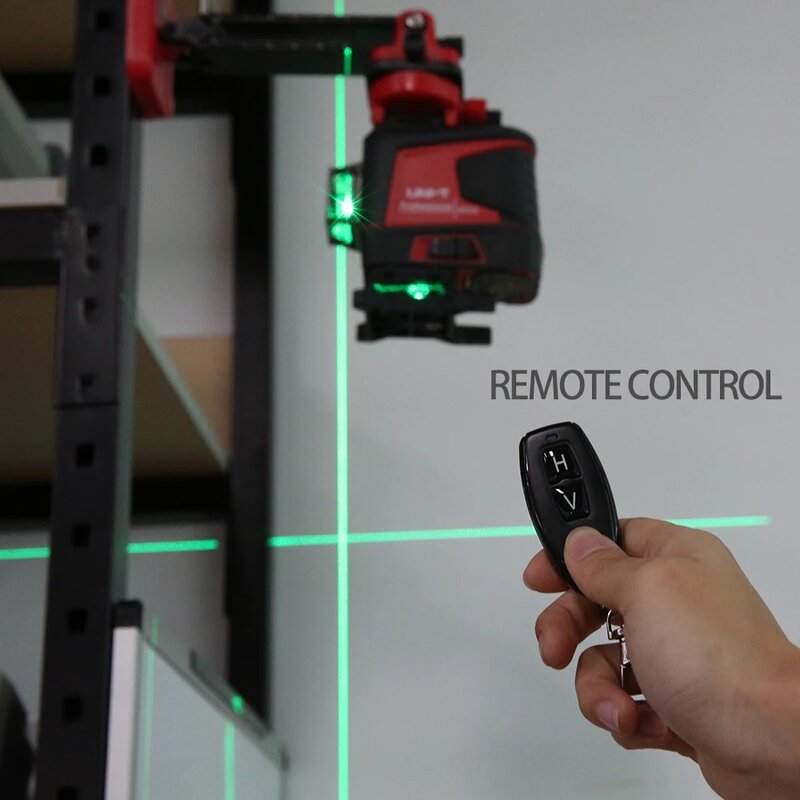 Nível do laser Linha Verde 12 3D Nivelamento automático de Auto-Controle Remoto Лазерный уровень Interior Ao Ar Livre Ferramentas Auxiliares A-BF & UNI-T GL121LD