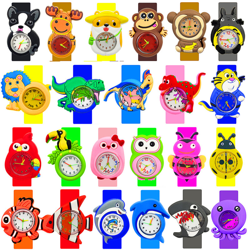Reloj con dibujos de animales para niños, pulsera de hora de aprendizaje, Slap, regalo de cumpleaños