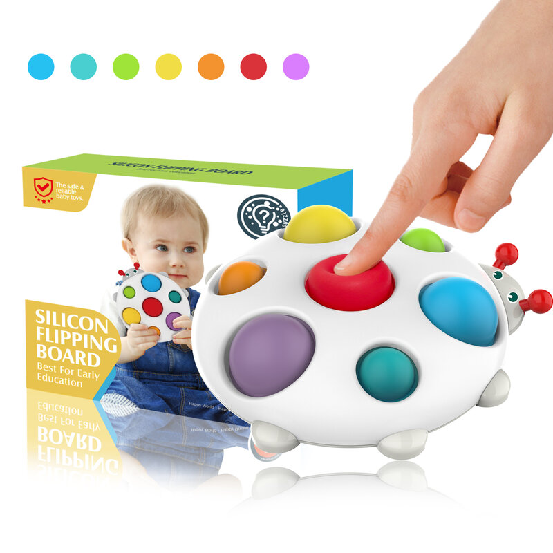 Semplice fossetta Fidget Toy arcobaleno Silicone Pop Bubble coccinella sensoriale Flipping Board antistress anti-ansia per bambini