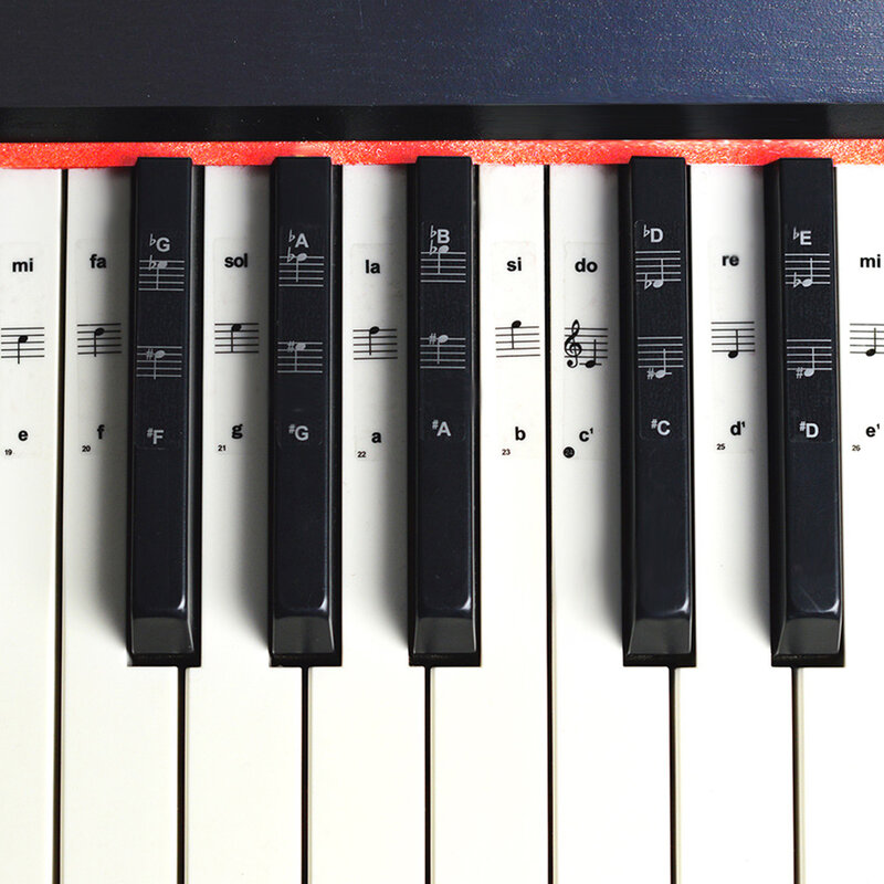 54/61/88 키 피아노 스티커 투명 피아노 키보드 PVC 스티커, 피아노 오선 전자 키보드 이름 노트 스티커 액세서리