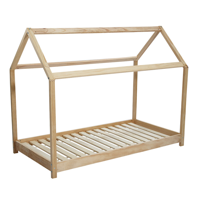 Pine Children'S Bed 85 X 167cm Children'S Bed, House Shape, White Or Natural Pine Bed Frame With Proof