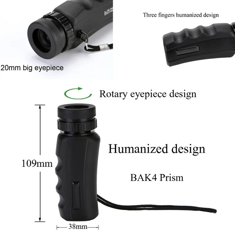 8x25  HD Hunting Monocular telescope Powerful Professional Long Range Telescope Waterproof for Outdoor Traveling Camping Travel