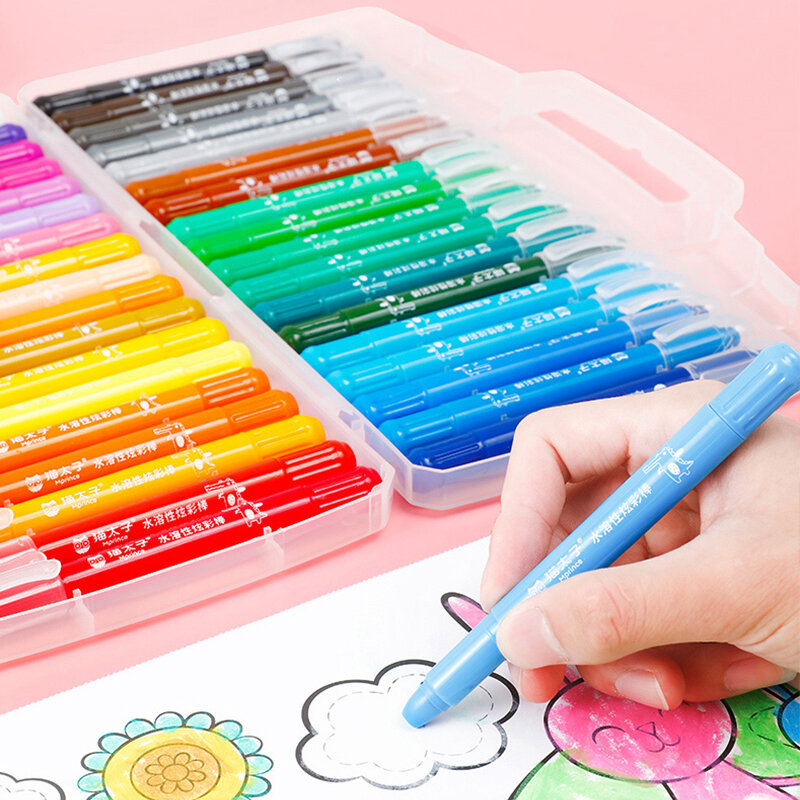 Stylo de couleur soluble dans l'eau, fournitures scolaires, Crayon pour peinture et dessin, recharge rotative, stylo coloré, croquis, peinture artistique, 12 pièces