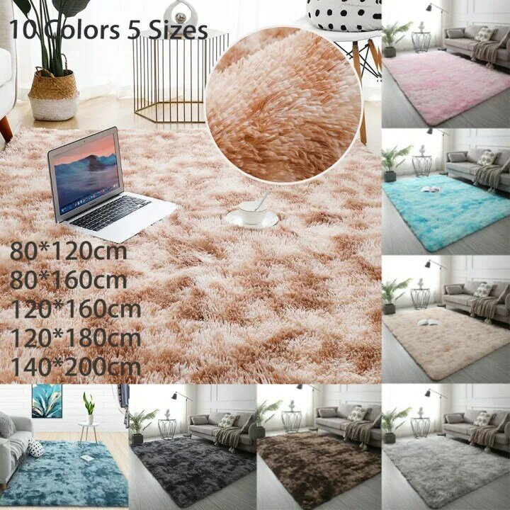 Teñido de tejidos de alfombras suaves suave y esponjoso alfombras Anti-Skid Shaggy alfombra de comedor casa habitación dormitorio comedor tapete casa habitación