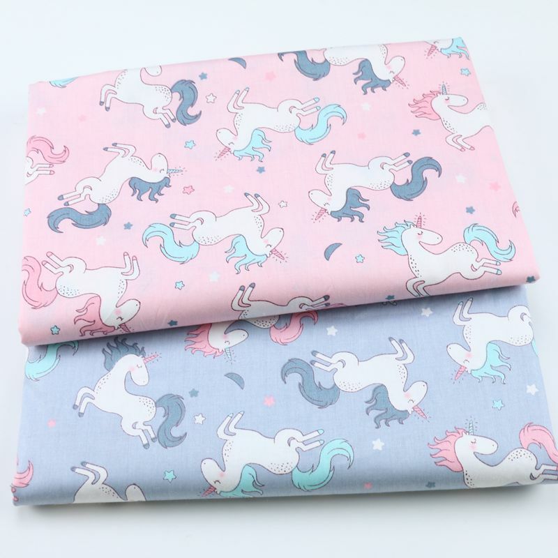 Unicornio 100% tela estampada de algodón para acolchar a los niños tela de Patchwork DIY costura Material DE CUARTOS gruesos para Bebé y Niño
