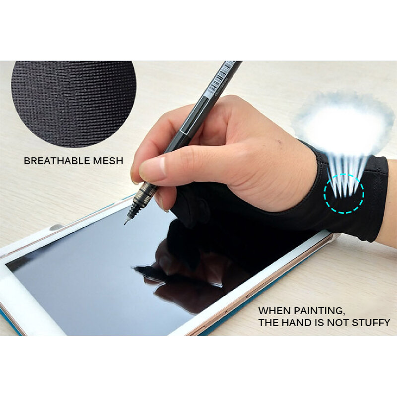 Anti-fouling Two-Fingers Artist Anti-Touch Glove For Drawing Tablet Right And Left Hand Glove Anti-Fouling For Ipad Screen Board