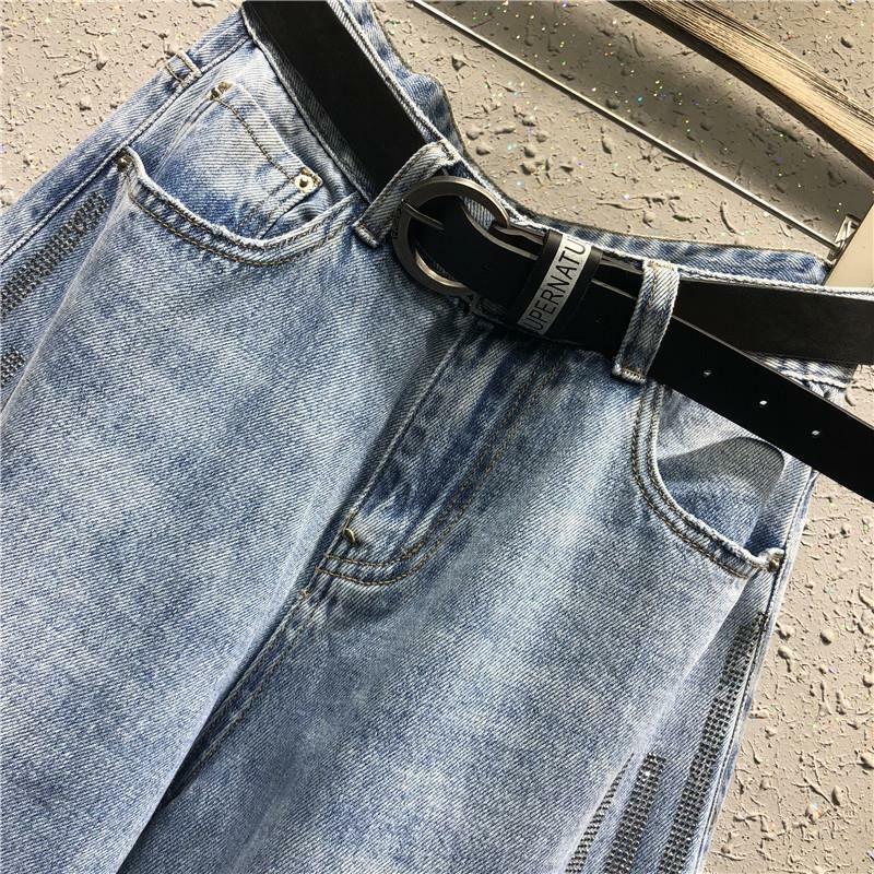 جينز حريمي فضفاض من الجينز سراويل كبيرة الحجم ملابس نسائية موضة 2021 ملابس حريمي عالية الخصر بنطلون واسع الساق بنطلون أمي كوري