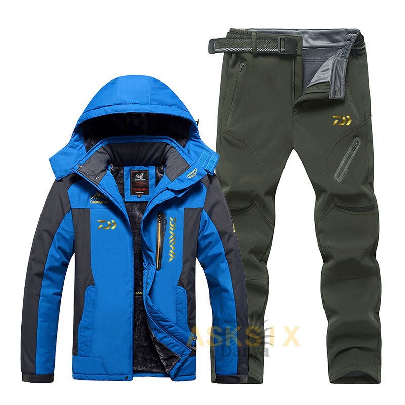 Daiwa-traje de pesca para hombre, ropa gruesa térmica de invierno, impermeable, a prueba de viento, para deportes al aire libre, terciopelo, mantiene el calor