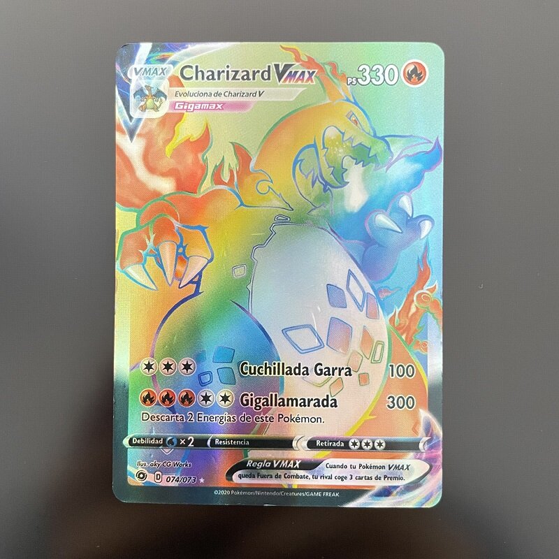 Cartas de Pokémon en Español Charizard 30VMAX 30 para niños, juego de cartas holográficas de arcoíris, 100 piezas