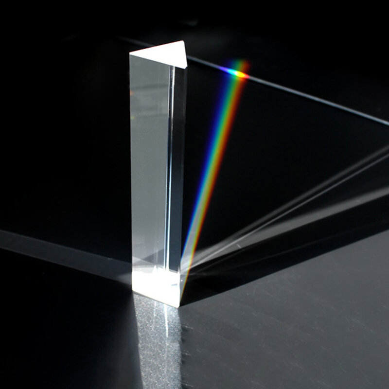 Prisma Triangular para foto, luces de arco iris BK7, prismas de vidrio óptico, enseñanza de física, luz refractada, espectro, regalos para estudiantes