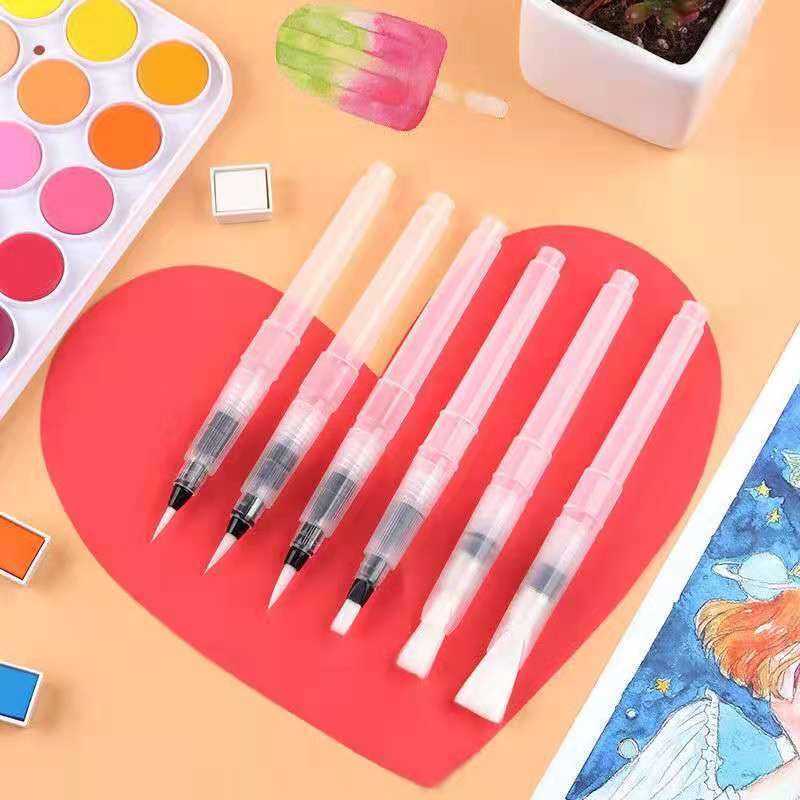 1/3/6Pcs Refillable Paint Brush Water Color Brush Soft Watercolor Brush Ink Pen for Painting Calligraph Drawing Art Supplies