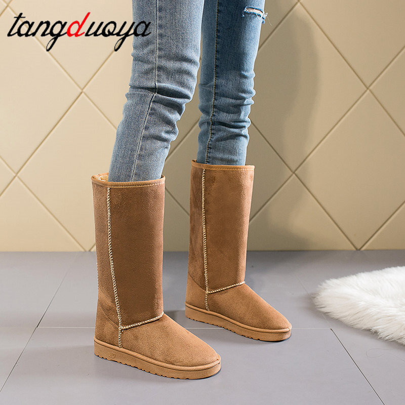 Snow Winter Boots Women's Snow Knee Waterproof Boots Winter Ladies Warm Breathable Brown Booty Non-slip Cozy Shoe