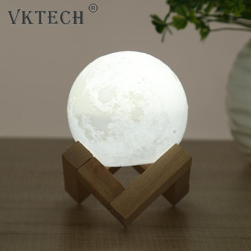 Lampe LED en forme de lune 3D au design moderne, avec chargeur USB, luminaire décoratif d'intérieur, lumière à intensité réglable, idéal pour une Table de chevet, un bureau ou une chambre d'enfant